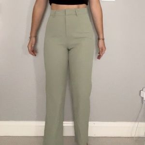 Green Straight Leg Slacks